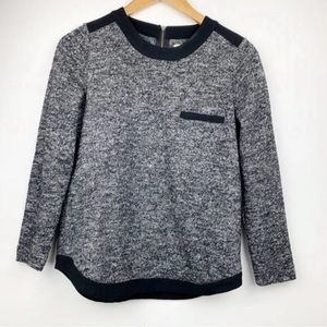 Madewell Marled Contrast Gray and Black Sweater Small Wool Blend